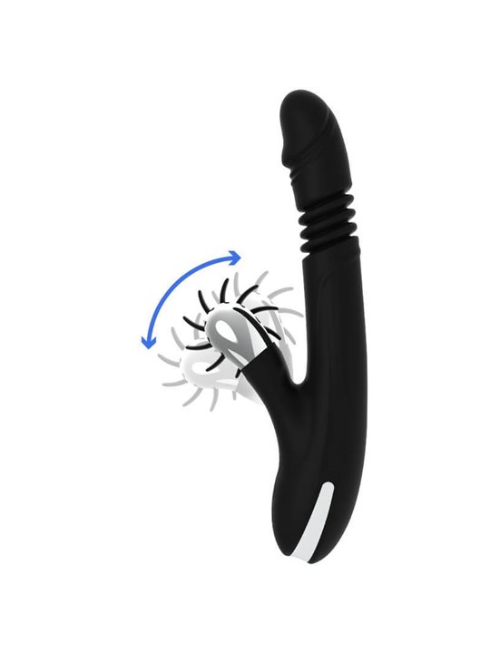 Black&Silver Reed - Vibratore Rabbit con Rotella e Funzione Su e Giù - Nero