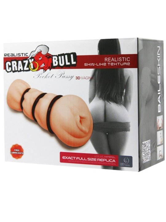 Crazy Bull - Masturbatore Maschile Vagina Realistica con Anelli 16 CM