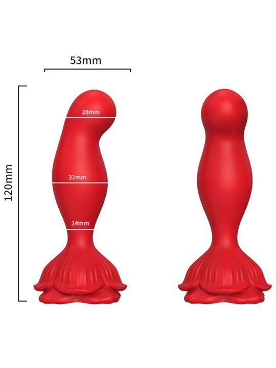 Armony - Vibratore Plug Anale a Forma di Rosa con Telecomando Rosso