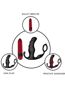 Armony Knight - Vibratore Anale con Anello Fallico e Telecomando Nero