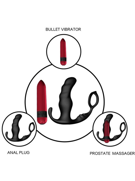 Armony Knight - Vibratore Anale con Anello Fallico e Telecomando Nero