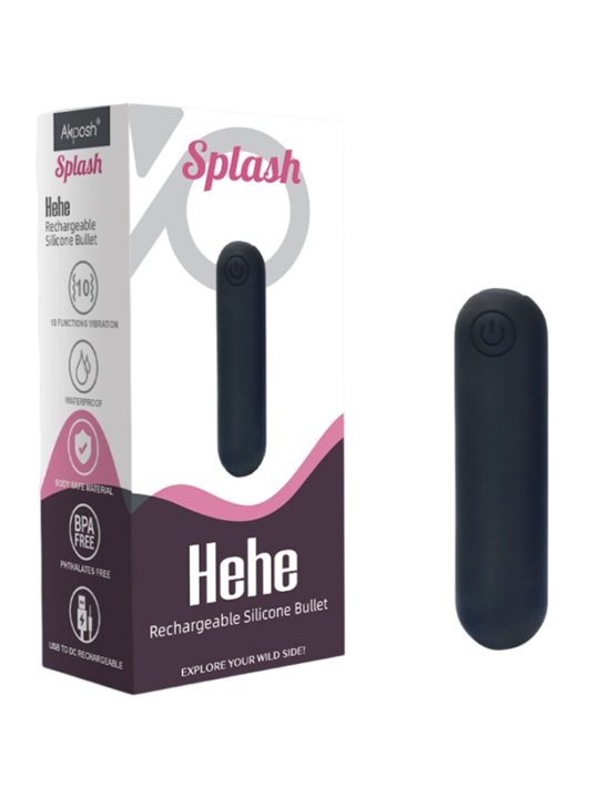 Armony Splash Hehe - Vibratore Proiettile in Silicone Nero 65 x 15 Cm