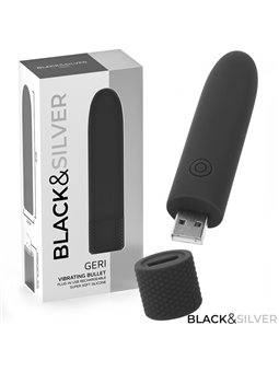 Black & Silver Geri - Bullet Vibrator 8 Vibrations Black 10 x 2,2 cm