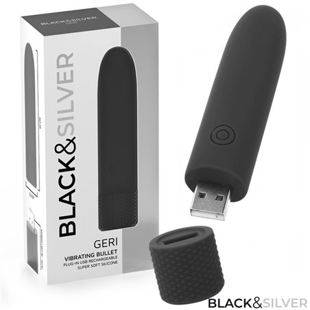 Black & Silver Geri - Vibratore Proiettile 8 Vibrazioni Nero 10 x 2,2 Cm