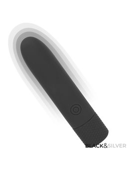 Black & Silver Geri - Bullet Vibrator 8 Vibrations Black 10 x 2,2 cm