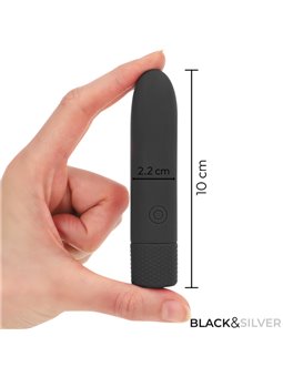 Black & Silver Geri - Bullet Vibrator 8 Vibrations Black 10 x 2,2 cm