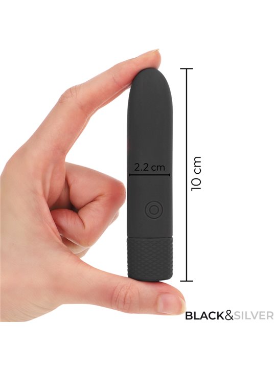 Black & Silver Geri - Bullet Vibrator 8 Vibrations Black 10 x 2,2 cm