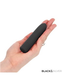 Black & Silver Geri - Bullet Vibrator 8 Vibrations Black 10 x 2,2 cm