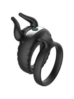 Armony Bull's Passion - Anello Fallico Doppio Vibrante in Silicone Nero