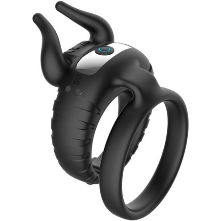 Armony Bull's Passion - Double Vibrating Silicone Phallic Ring Black