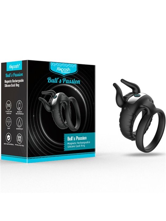 Armony Bull's Passion - Anello Fallico Doppio Vibrante in Silicone Nero