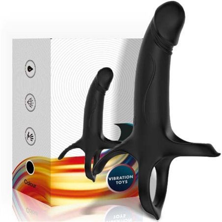 Armony - Guaina Fallica Vibrante con Anelli Fallici in Silicone Nero