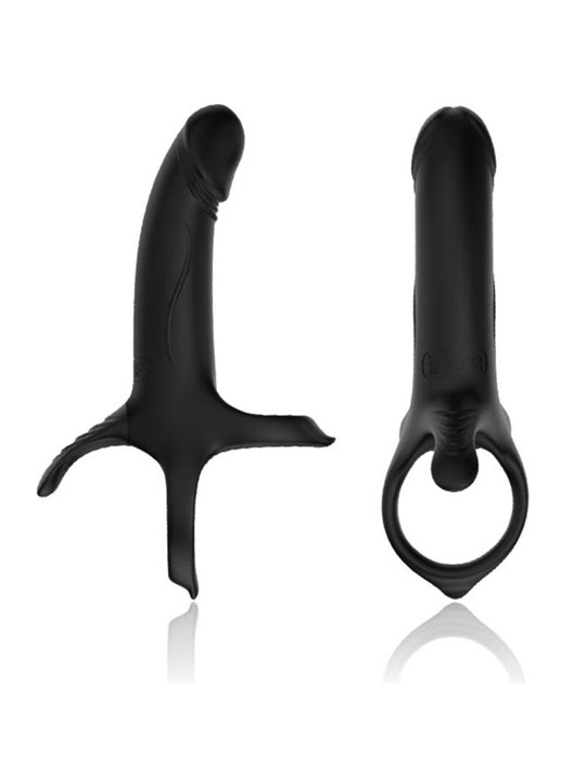 Armony - Guaina Fallica Vibrante con Anelli Fallici in Silicone Nero