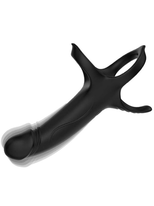 Armony - Guaina Fallica Vibrante con Anelli Fallici in Silicone Nero