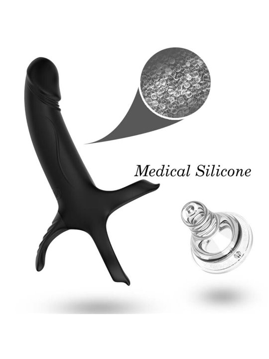 Armony - Guaina Fallica Vibrante con Anelli Fallici in Silicone Nero