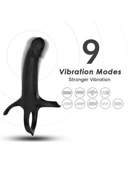 Armony - Vibrating Phallic Sheath with Silicone Phallic Rings Black