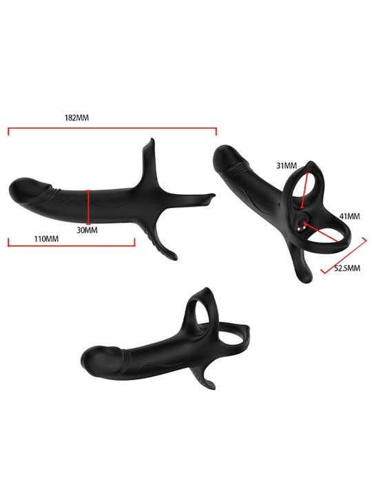 Armony - Vibrating Phallic Sheath with Silicone Phallic Rings Black