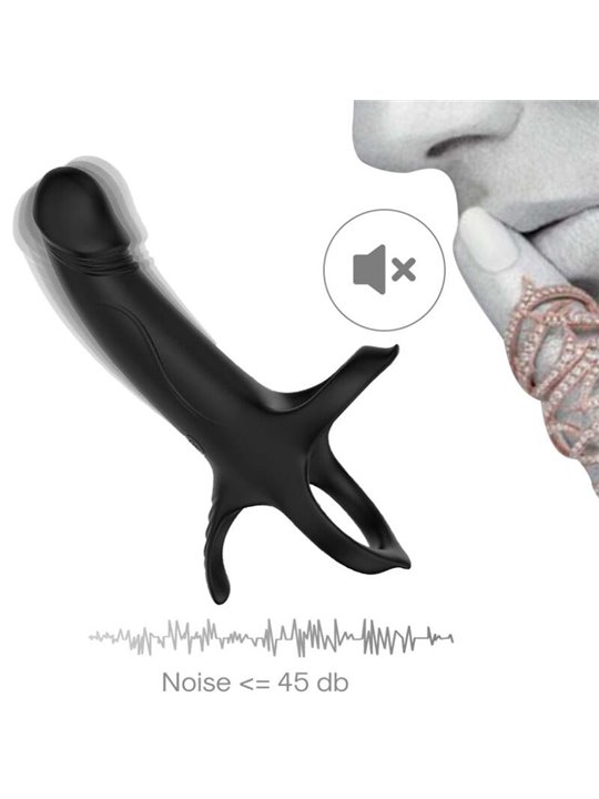Armony - Guaina Fallica Vibrante con Anelli Fallici in Silicone Nero