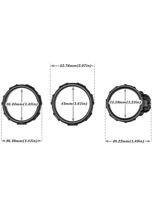 Armony - Set di 3 Anelli Fallici in Silicone Nero con Teschi