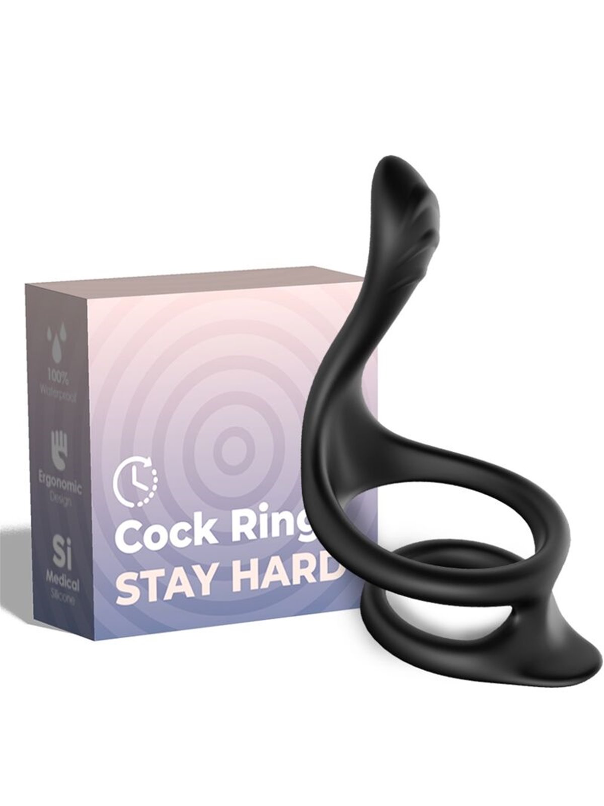 Armony Stay Hard - Double Black Silicone Phallic Ring with Anal Plug