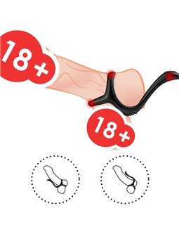 Armony - Double Black Silicone Phallic Ring with Anal Plug