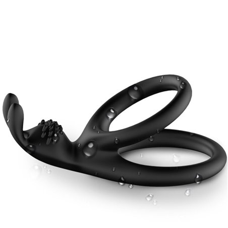 Armony - Double Black Silicone Phallic Ring with Rabbit Stimulator