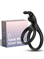 Armony - Double Black Silicone Phallic Ring with Rabbit Stimulator