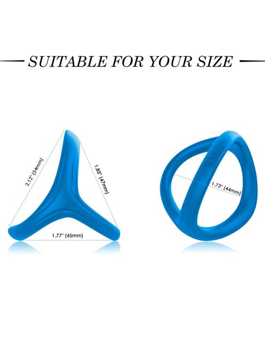 Armony Tresor - Anello Fallico Triplo in Silicone Blu