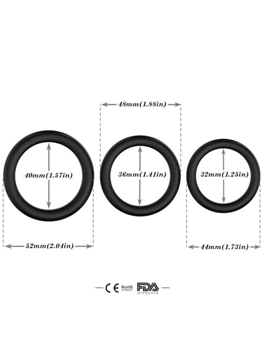 Armony - Set di 3 Anelli Fallici in Silicone Fluorescente