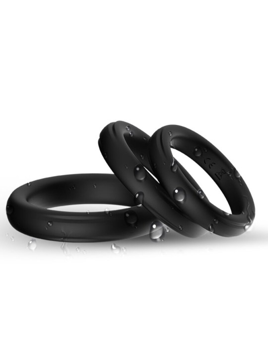 Armony - Set of 3 Silicone Phallic Rings Black