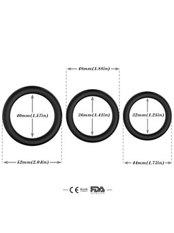 Armony - Set of 3 Silicone Phallic Rings Black