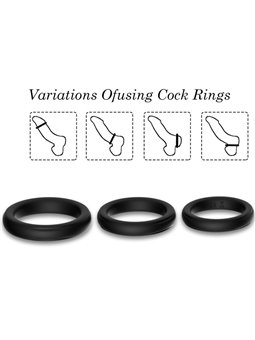 Armony - Set of 3 Silicone Phallic Rings Black