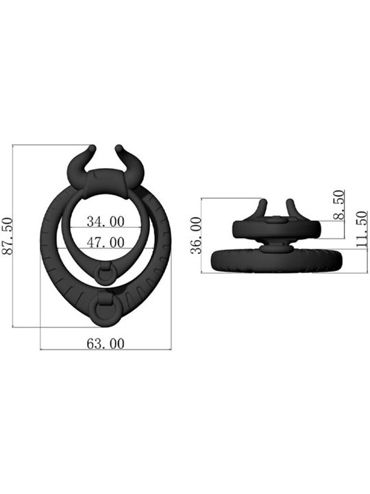 Armony Bull's Love - Anello Fallico Doppio in Silicone Nero