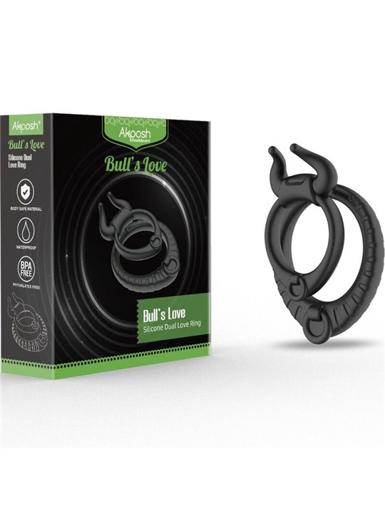 Armony Bull's Love - Anello Fallico Doppio in Silicone Nero
