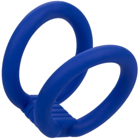 Calexotics Admiral - Anello Fallico Doppio in Silicone Liquido Blu