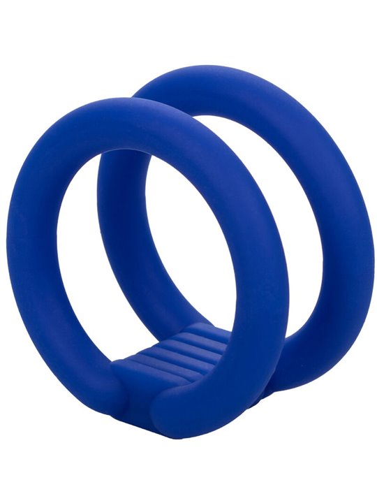 Calexotics Admiral - Anello Fallico Doppio in Silicone Liquido Blu