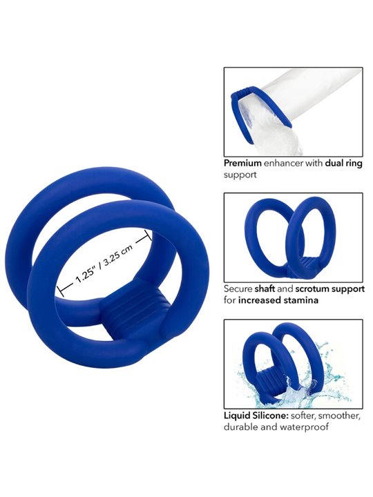 Calexotics Admiral - Anello Fallico Doppio in Silicone Liquido Blu