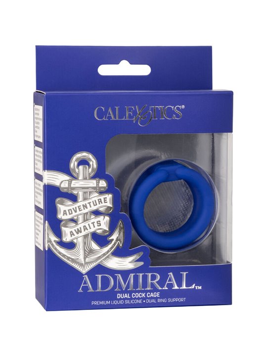 Calexotics Admiral - Anello Fallico Doppio in Silicone Liquido Blu