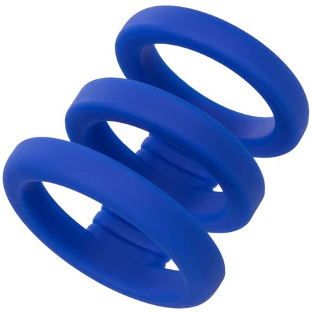 Calexotics Admiral - Triple Liquid Silicone Phallic Ring Blue
