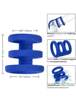 Calexotics Admiral - Triple Liquid Silicone Phallic Ring Blue