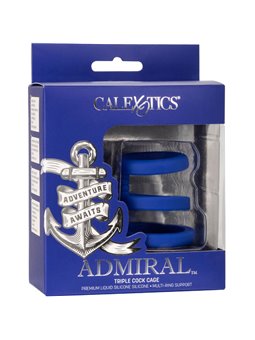 Calexotics Admiral - Triple Liquid Silicone Phallic Ring Blue