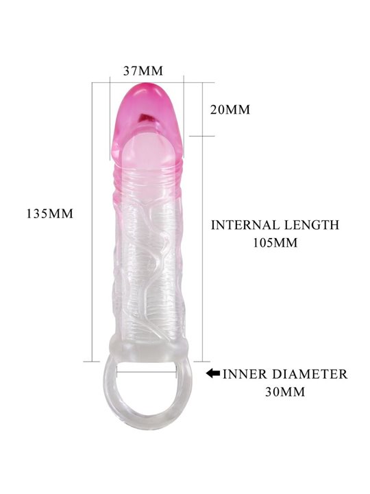 Pretty Love Odes - Guaina Fallica in Silicone Trasparente e Rosa 2 Cm