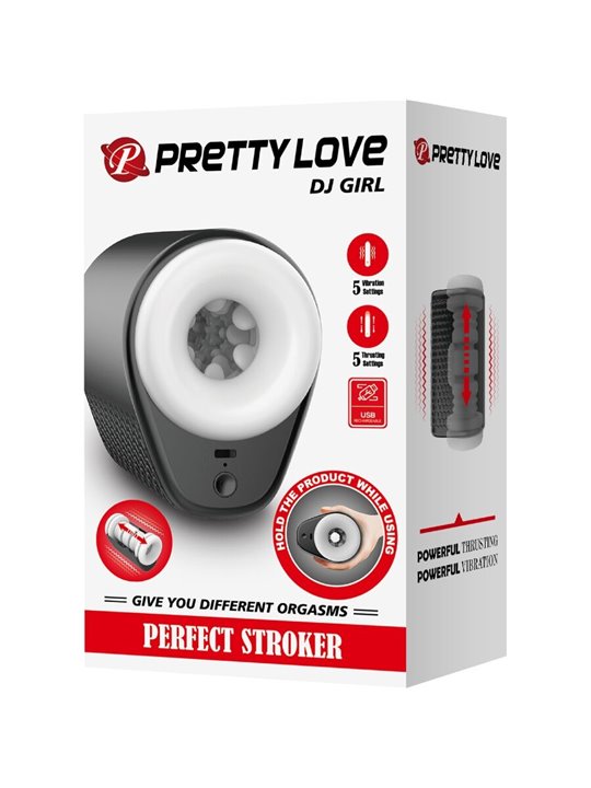 Pretty Love Dj Girl - Vibrating Male Masturbator 5 Settings Black
