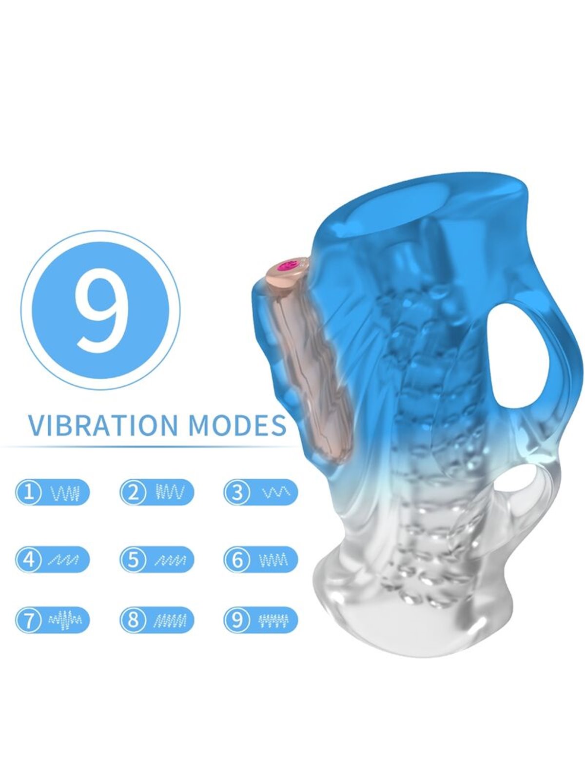 Armony - Masturbatore Maschile da Dito Blu Gradiente con Vibrazione