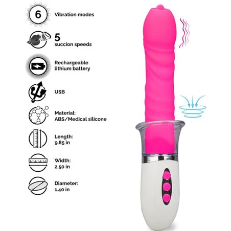 Armony Liberty - Vibratore Up & Down Succhia Clitoride e Lingua Fucsia