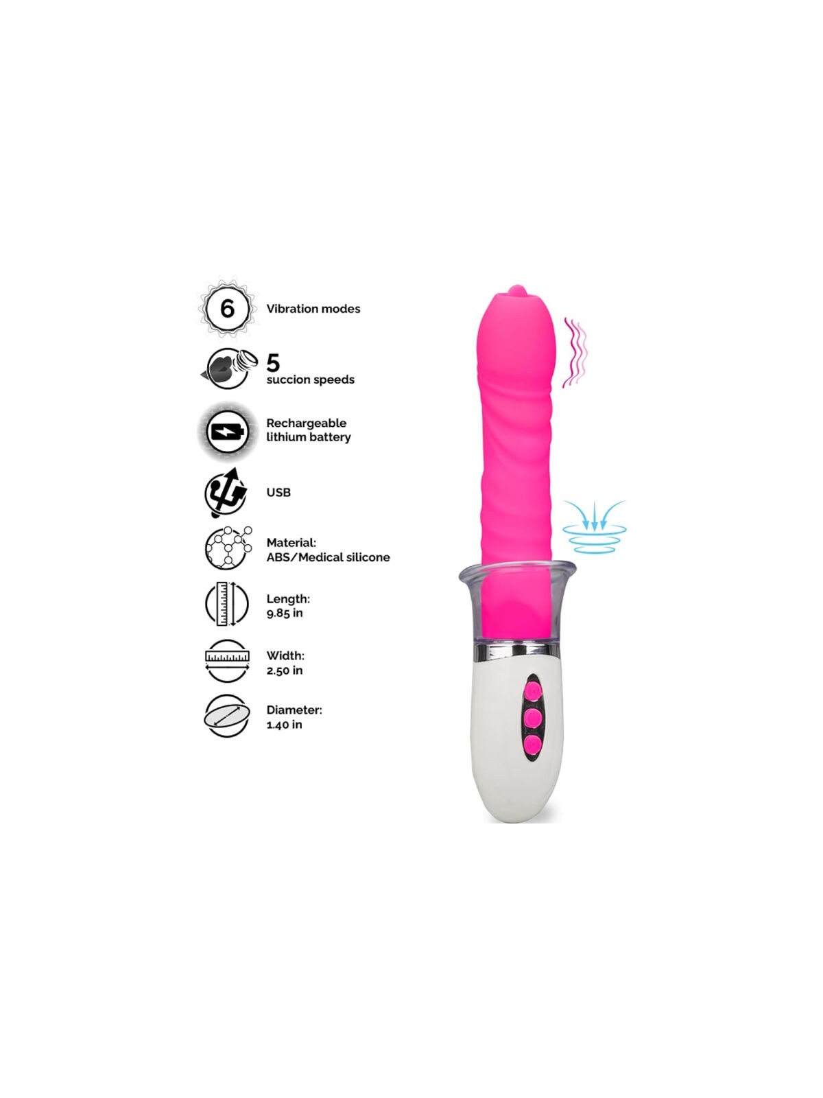 Armony Liberty - Up & Down Vibrator Suck Clitoris and Tongue Fuchsia