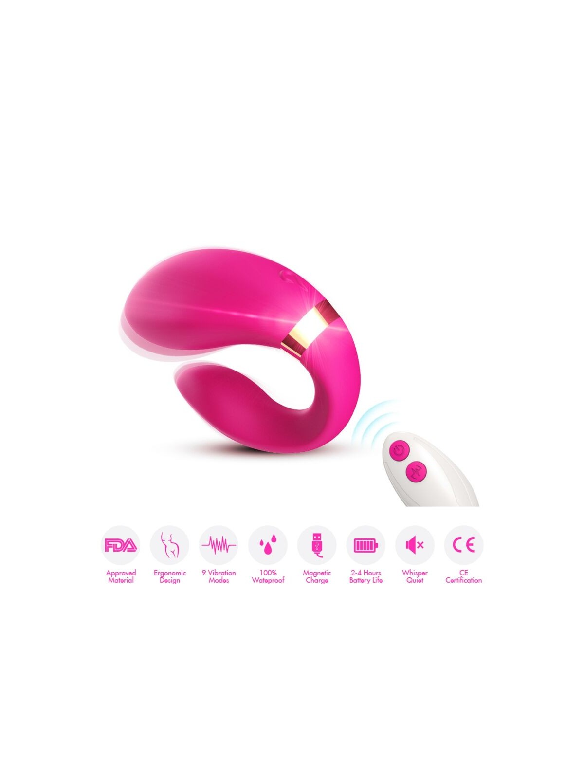 Armony - Fuchsia Crescent Vibrator for Couple with Remote Control
