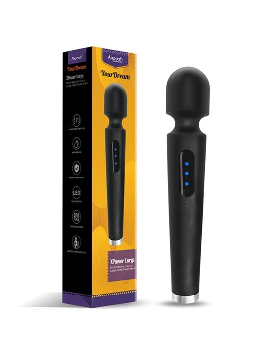 Armony x Power - Vibratore Massaggiatore Wand Nero 7 Vibrazioni 30 Cm