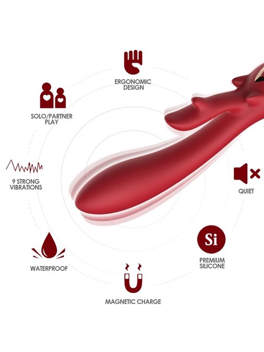 Armony Elk - Vibratore Rabbit Curvo in Silicone Rosso
