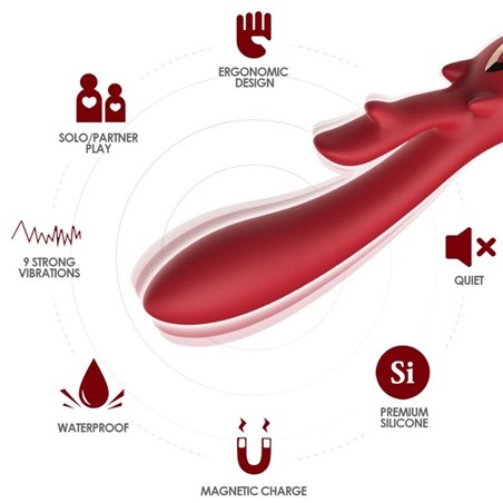 Armony Elk - Vibratore Rabbit Curvo in Silicone Rosso